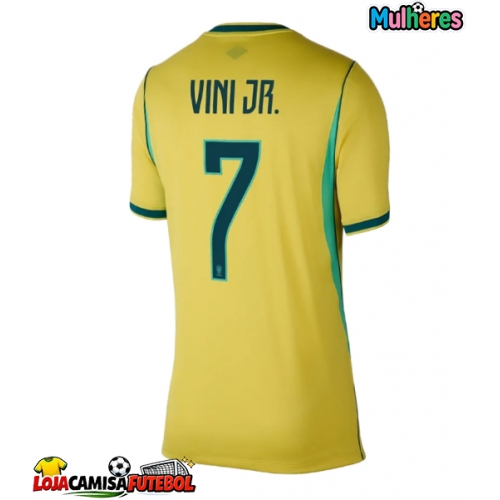 Camisa de Futebol Brasil Vinicius Junior #7 Equipamento Principal Mulheres Mundo 2026 Manga Curta